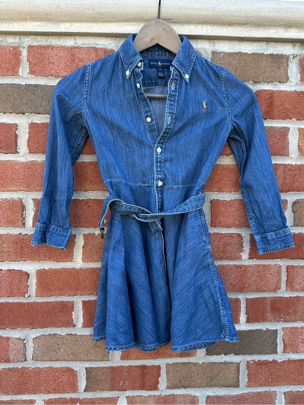 Polo Ralph Lauren Girls' Denim Shirt Dress with Belt Blue size 6X